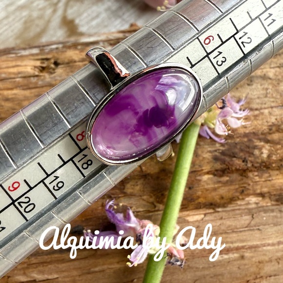 Purple Laguna agate silver chunky ring - Picture 2 of 6